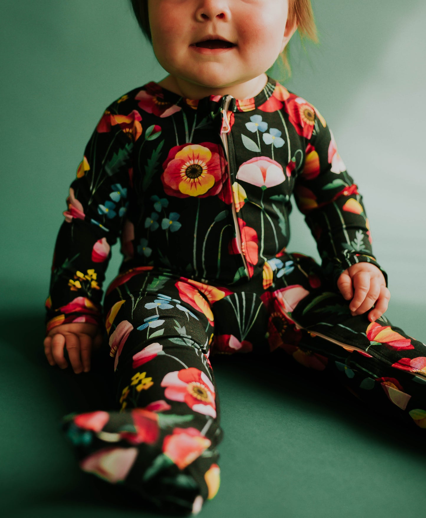 Pretty Poppies StretchLuxe Zip Footie