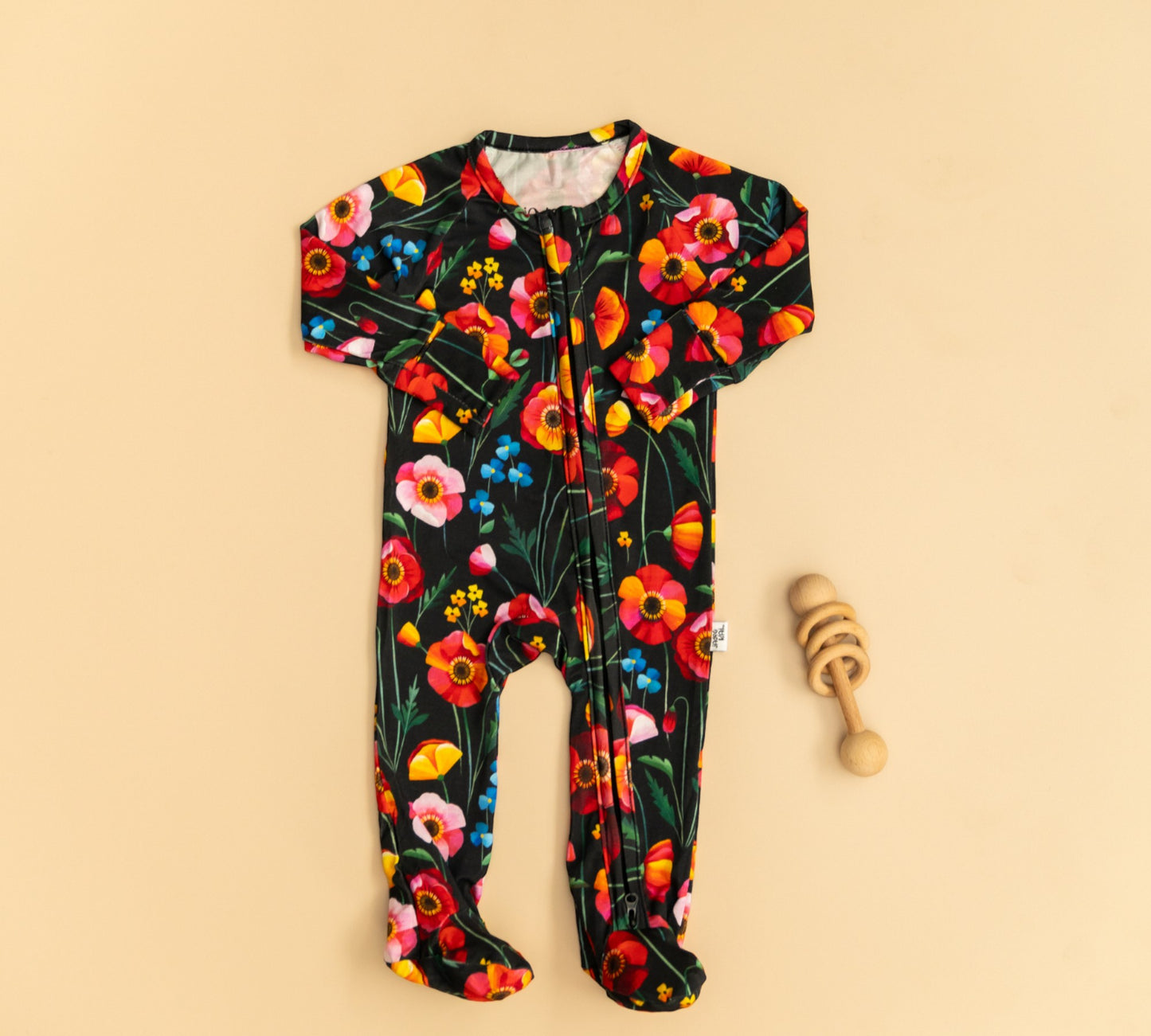 Pretty Poppies StretchLuxe Zip Footie