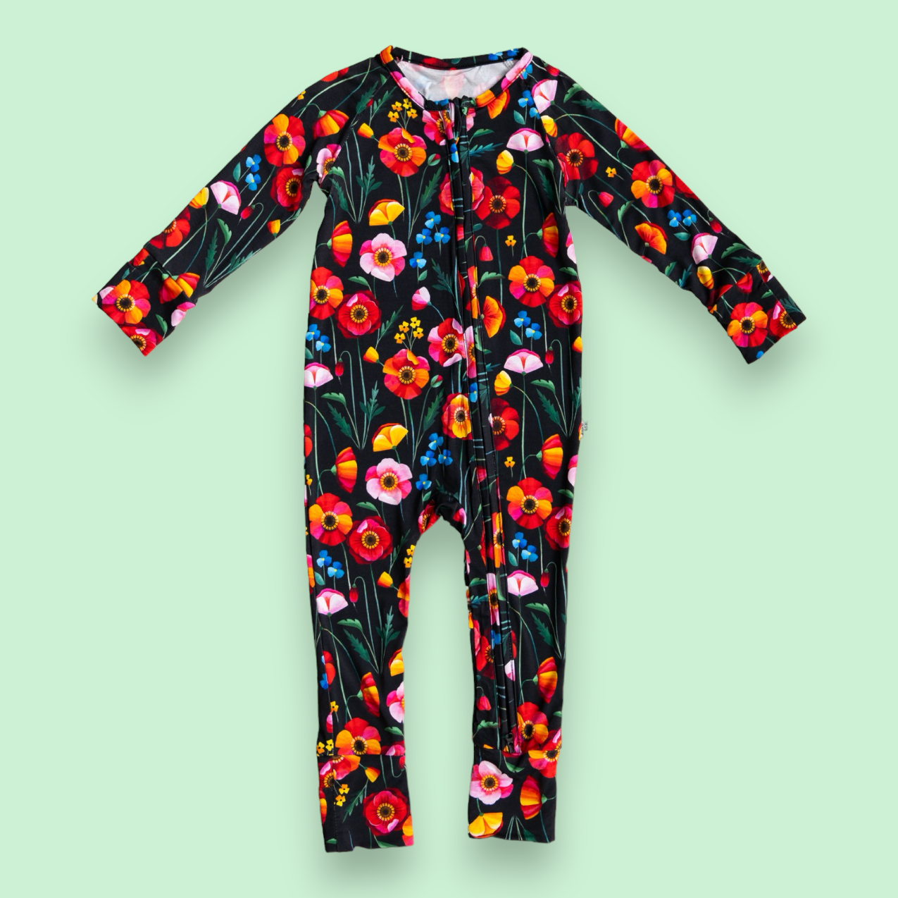 Pretty Poppies StretchLuxe Zip Footie