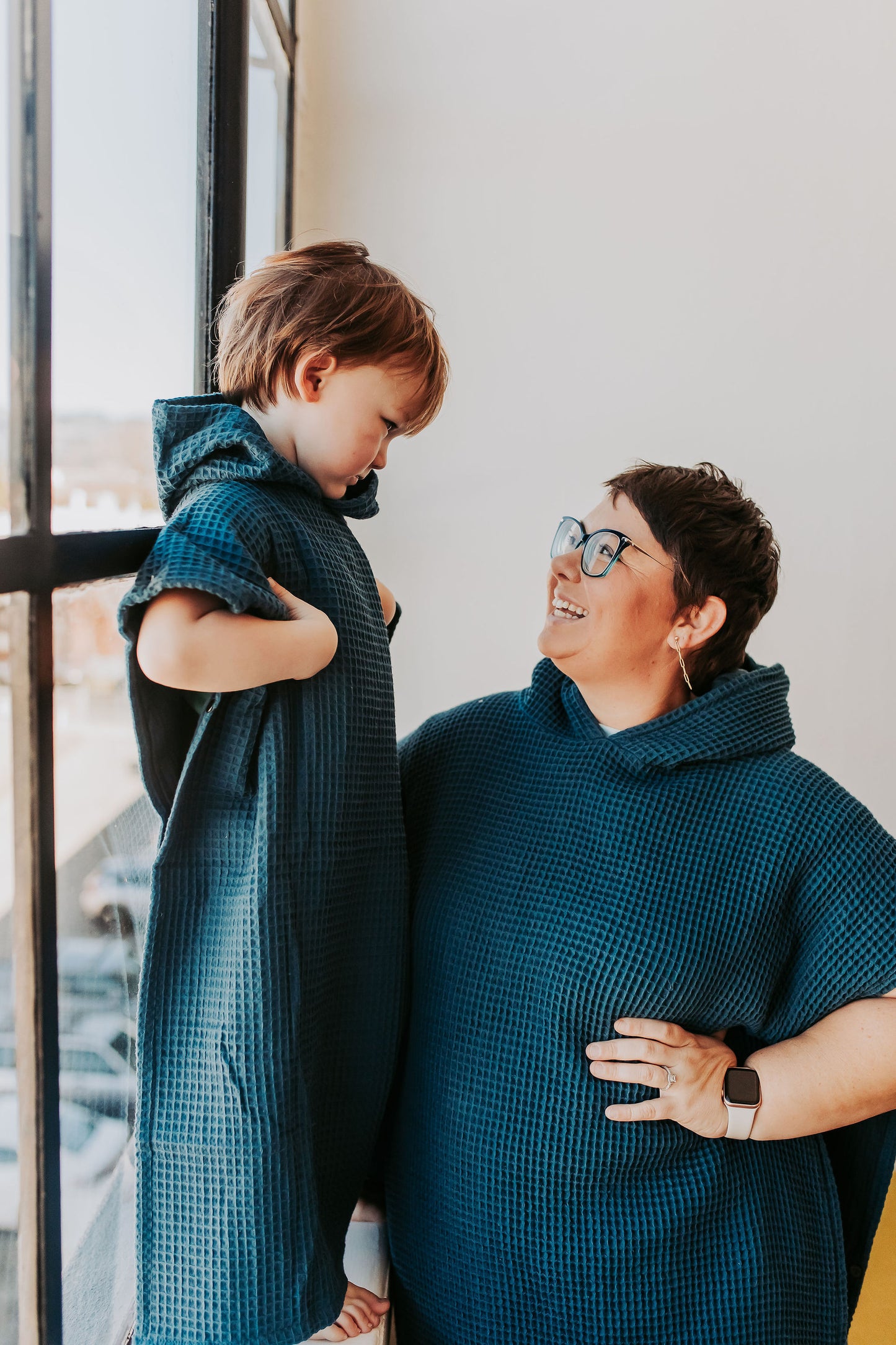 Hooded Poncho Towel in January Aqua